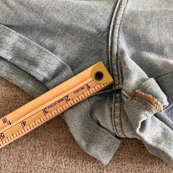 Pacsun Womens Blue High-Rise Hi-Waist Jeans Shorts Size 32 Ladies Roll-Up Denim - Picture 3 of 8